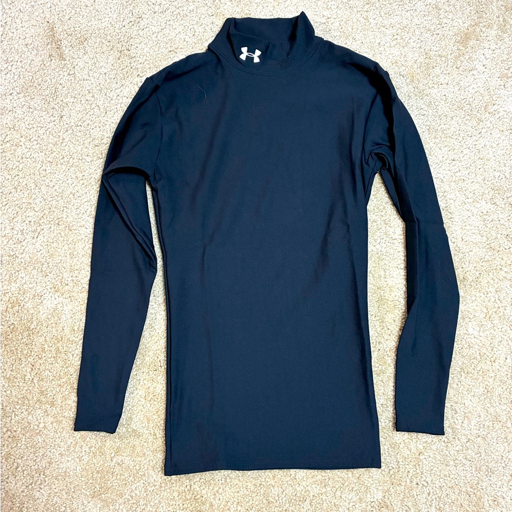 Under Armour Cold Gear running turtleneck mock neck base layer top neon skiing